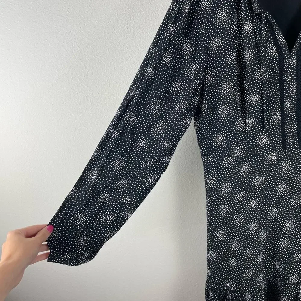 LOFT floral split neck ruffle hem polka dot mini dress - Picture 5 of 7